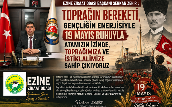 BAŞKAN SERKAN ZEHİR ; “TOPRAĞIN BEREKETİ, GENÇLİĞİN ENERJİSİYLE 19 MAYIS RUHUYLA ATAMIZIN İZİNDE, TOPRAĞIMIZA VE İSTİKLALİMİZE SAHİP ÇIKIYORUZ”