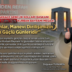 YRP Çanakkale Gençlik Kolları Başkanı Doğukan Türkmen’den Kurban Bayramı Mesajı: “Bayramlar, Manevi Dirilişimizin En Güçlü Günleridir”