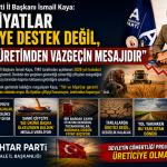 A Parti İl Başkanı İsmail Kaya: “Bu Fiyatlar Çiftçiye Destek Değil, Açıkça Üretimden Vazgeçin Mesajıdır”