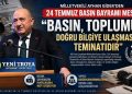 Milletvekili Ayhan Gider’den 24 Temmuz Basın Bayramı Mesajı: “Basın, Toplumun Doğru Bilgiye Ulaşmasının Teminatıdır”
